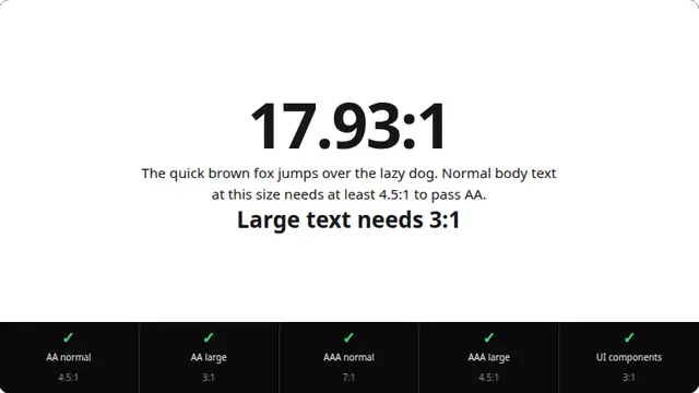 Contrast Ratio Checker running fullscreen