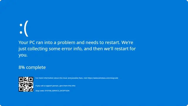 Fake Blue Screen of Death running fullscreen