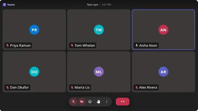 Fake Teams Call running fullscreen