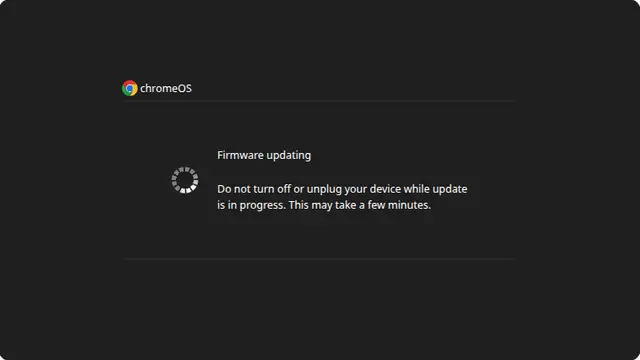 Fake Chromebook Update Screen running fullscreen