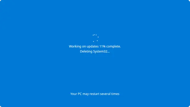 Sarcastic Fake Update Screen running fullscreen