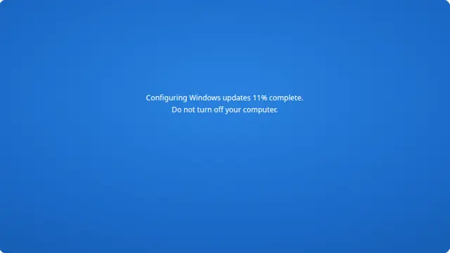 Fake Windows 7 Update Screen running fullscreen