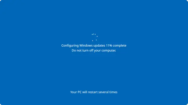 Fake Windows 8 Update Screen running fullscreen