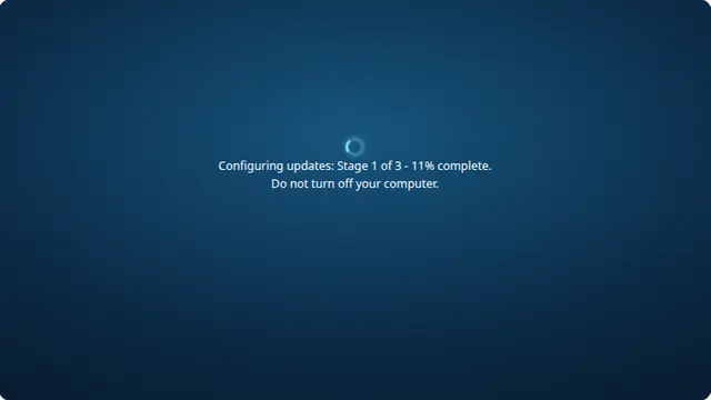 Fake Windows Vista Update Screen running fullscreen