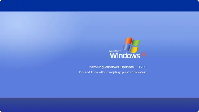 Fake Windows XP Update Screen running fullscreen