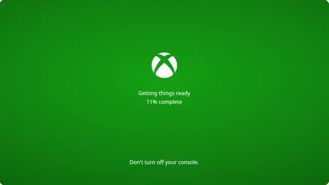 Fake Xbox Update Screen running fullscreen