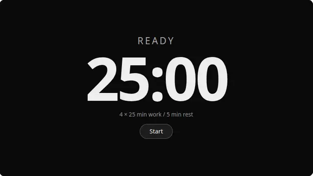 Pomodoro Timer running fullscreen
