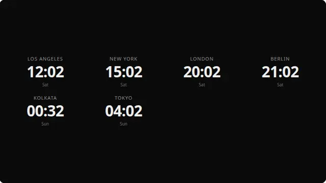 World Clock running fullscreen